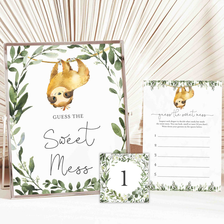 Sloth Baby Shower Guess The Sweet Mess Game Printable