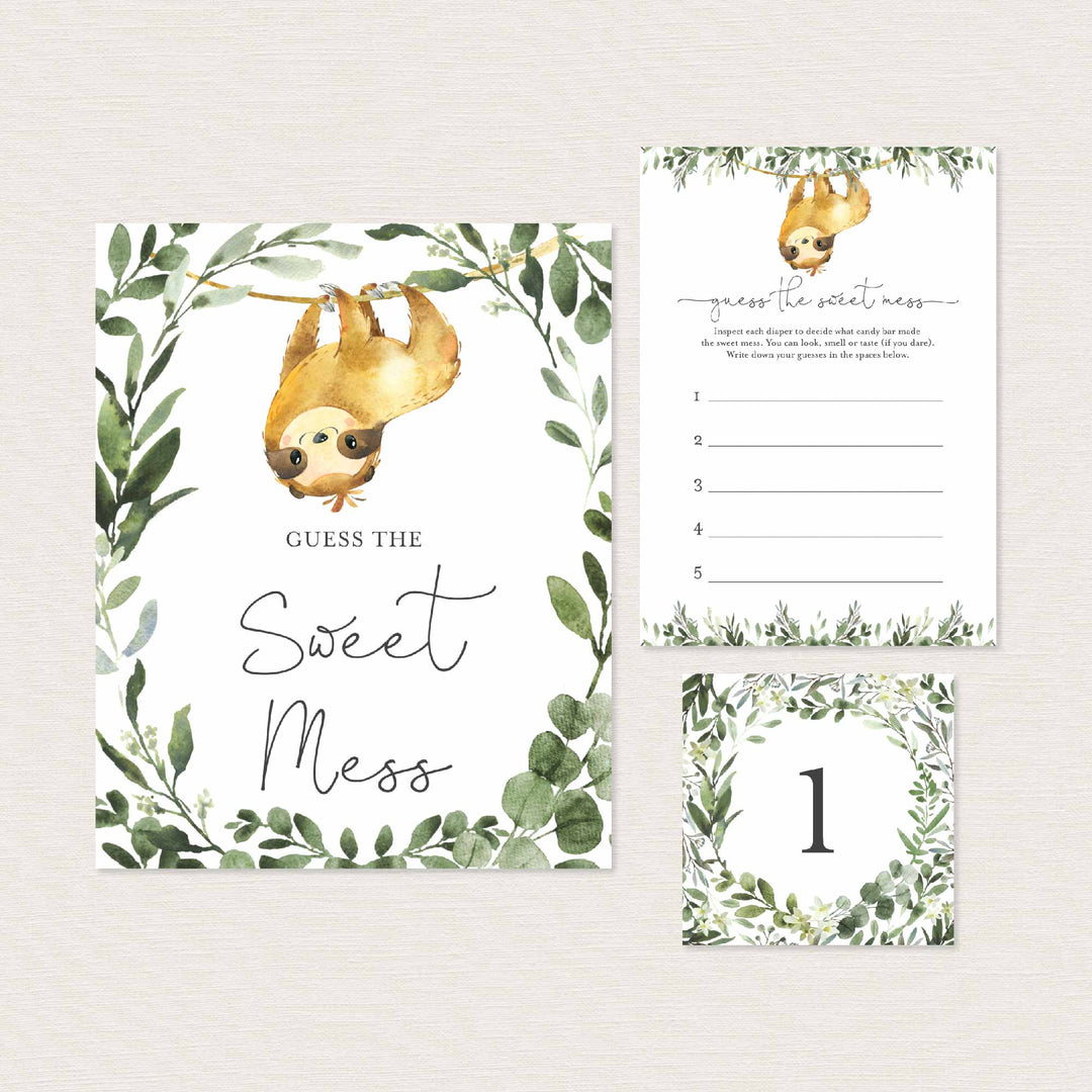 Sloth Baby Shower Guess The Sweet Mess Game Printable