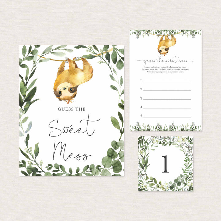 Sloth Baby Shower Guess The Sweet Mess Game Printable