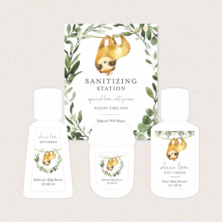 Sloth Baby Shower Hand Sanitizer Label Printable