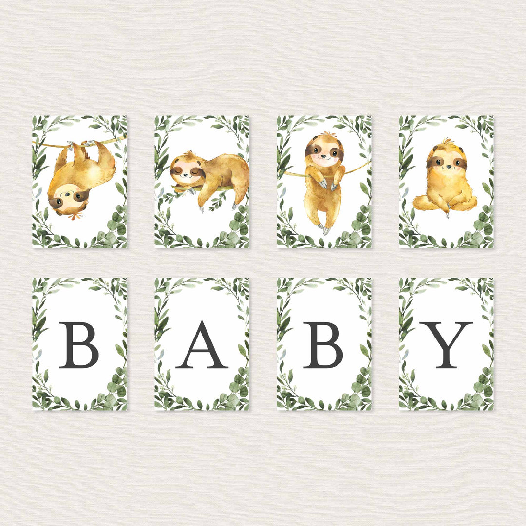 Sloth Baby Shower Party Banner Printable