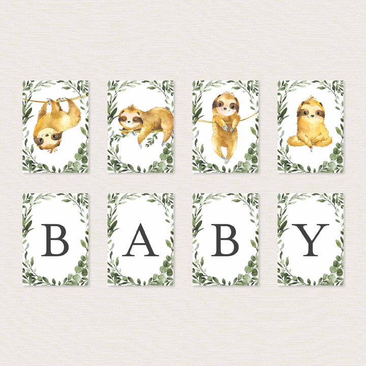 Sloth Baby Shower Party Banner Printable