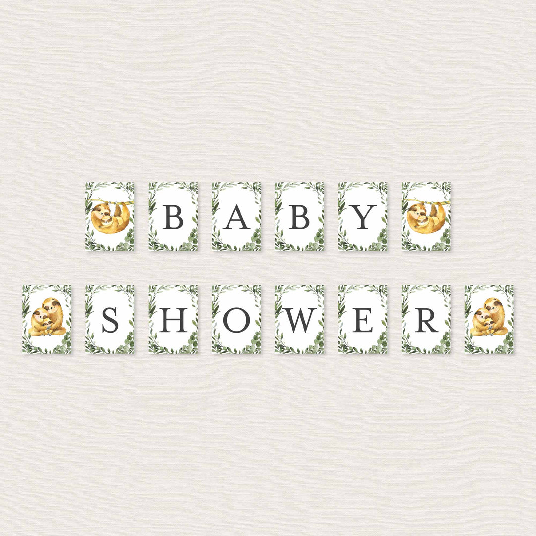 Sloth Baby Shower Party Banner Printable