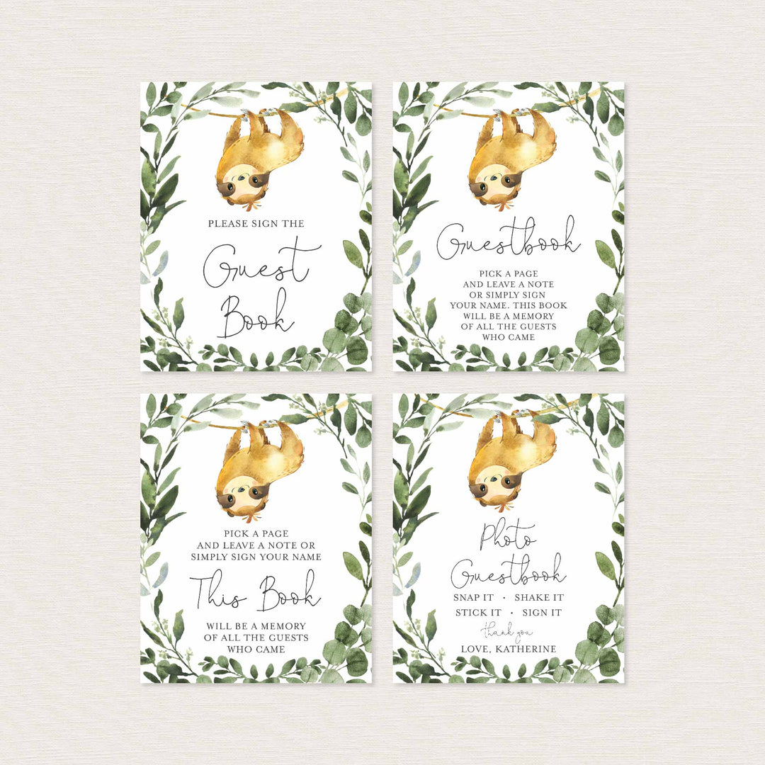 Sloth Baby Shower Table Signs Bundle Printable