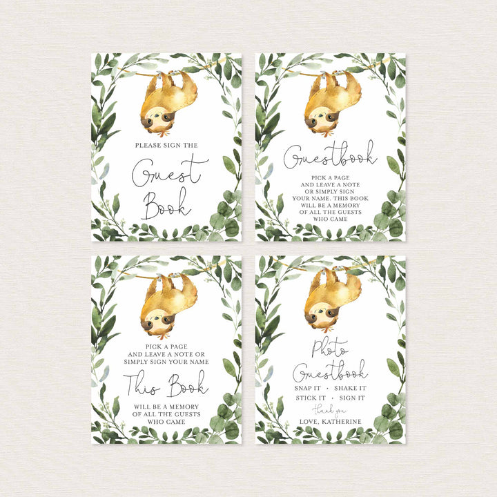 Sloth Baby Shower Table Signs Bundle Printable