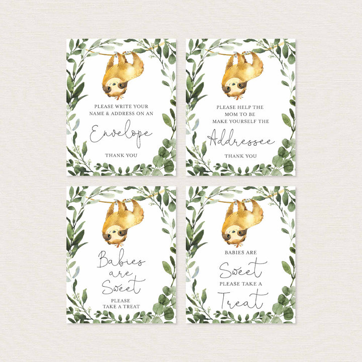 Sloth Baby Shower Table Signs Bundle Printable