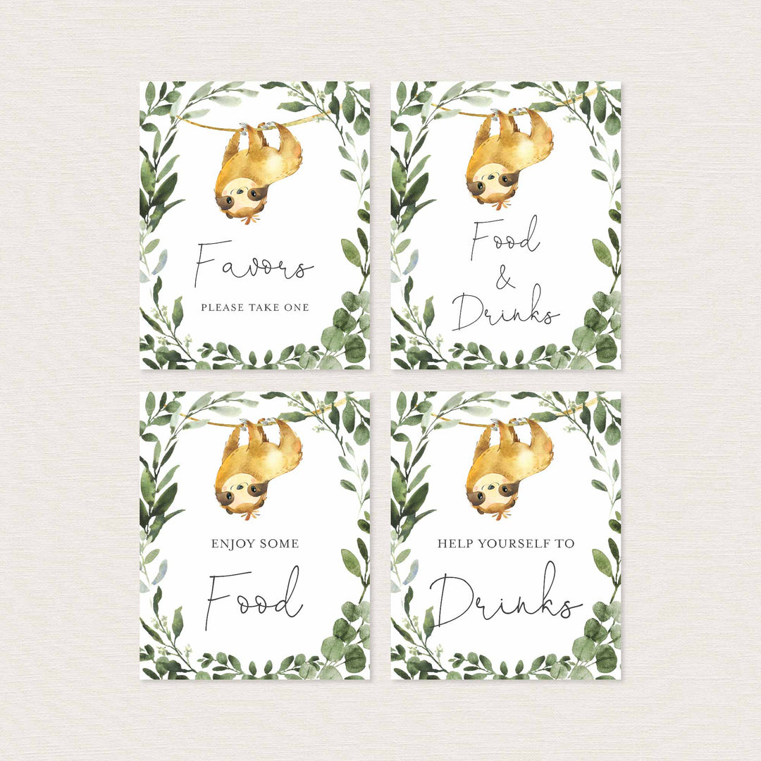 Sloth Baby Shower Table Signs Bundle Printable