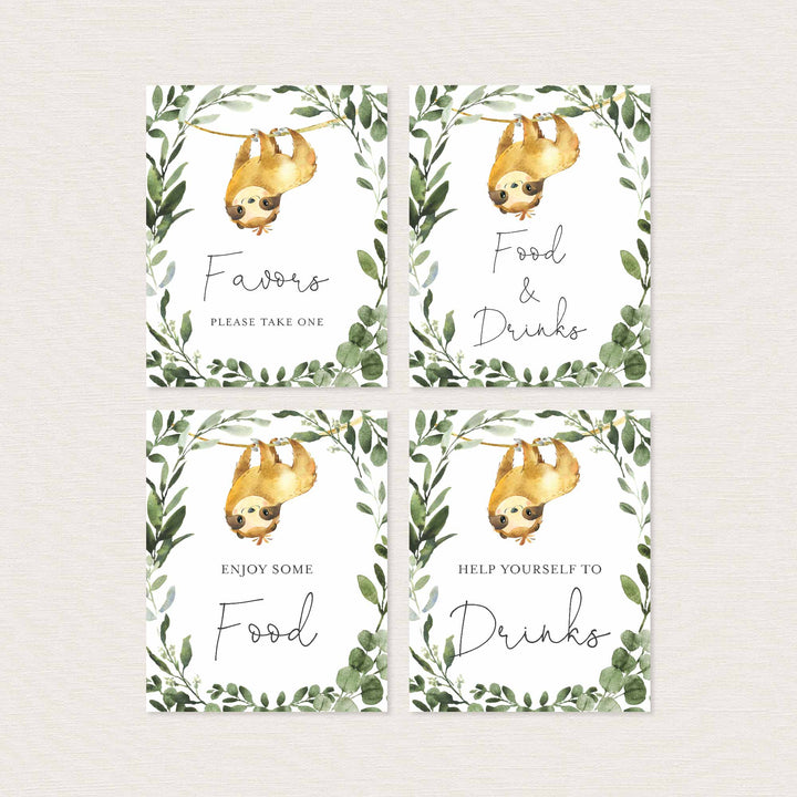 Sloth Baby Shower Table Signs Bundle Printable