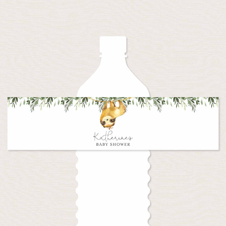 Sloth Baby Shower Water Bottle Label Printable