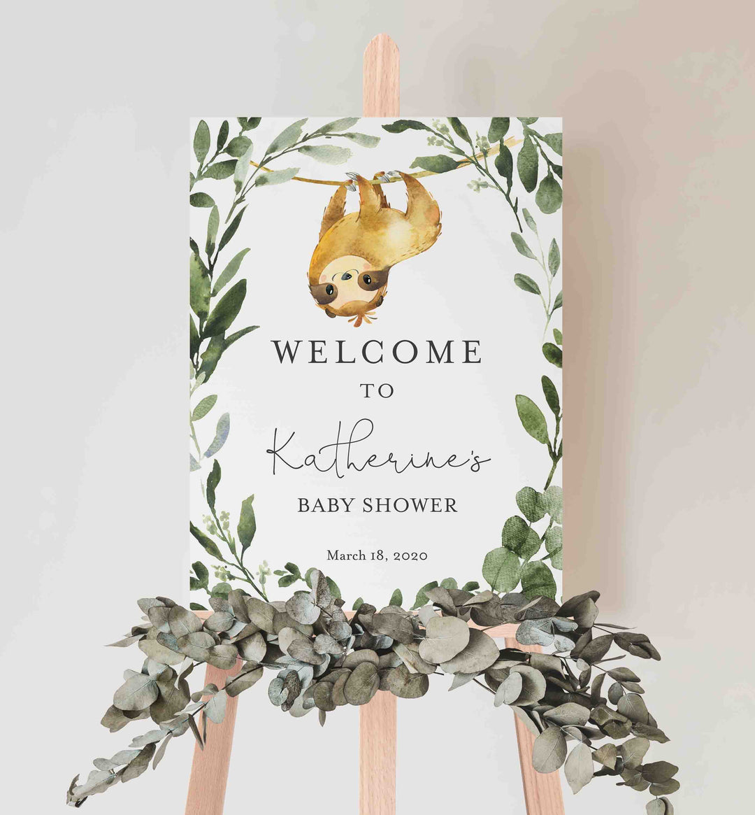 Sloth Baby Shower Welcome Sign Printable