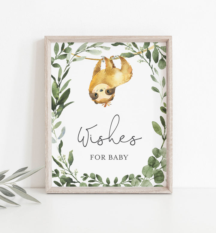 Sloth Baby Shower Wishes For Baby Printable
