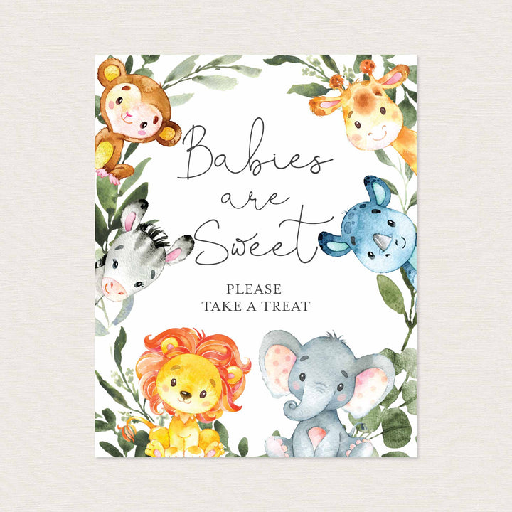 Jungle Animals Baby Shower Babies Are Sweet Sign Printable