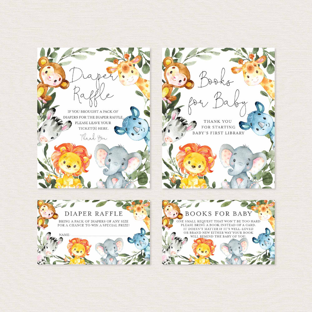 Jungle Animals Baby Shower Suite Printable
