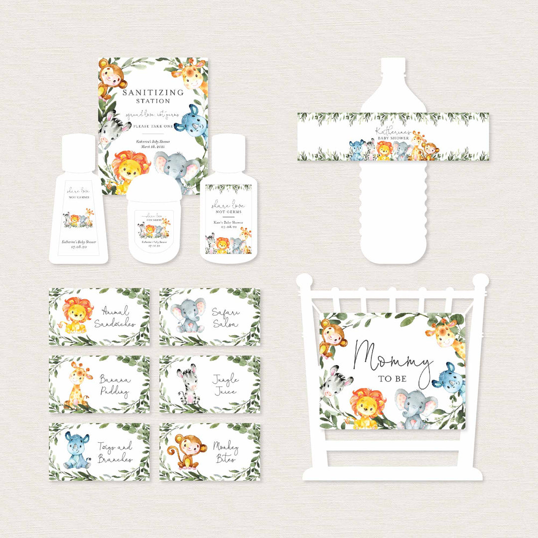 Jungle Animals Baby Shower Decorations Bundle Printable