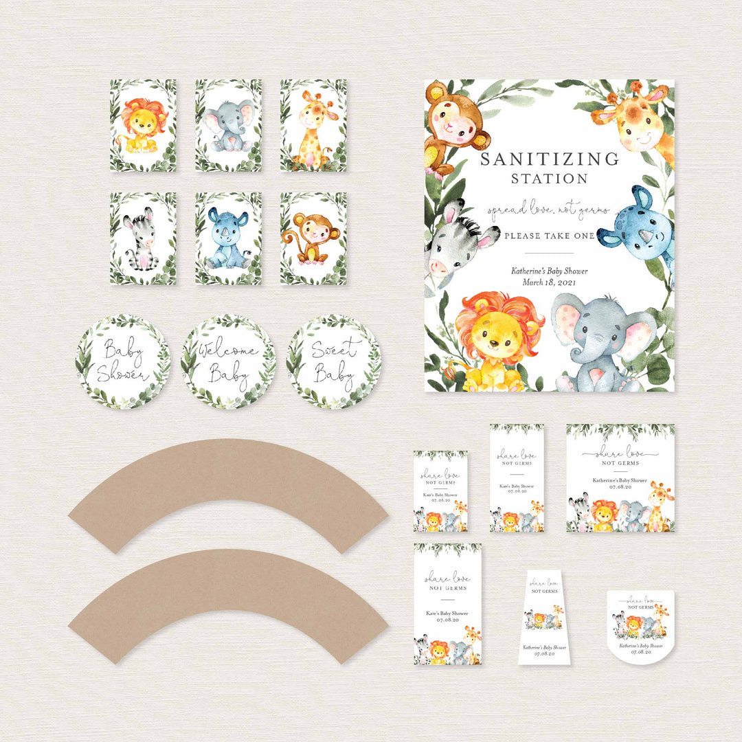 Jungle Animals Baby Shower Decorations Bundle Printable