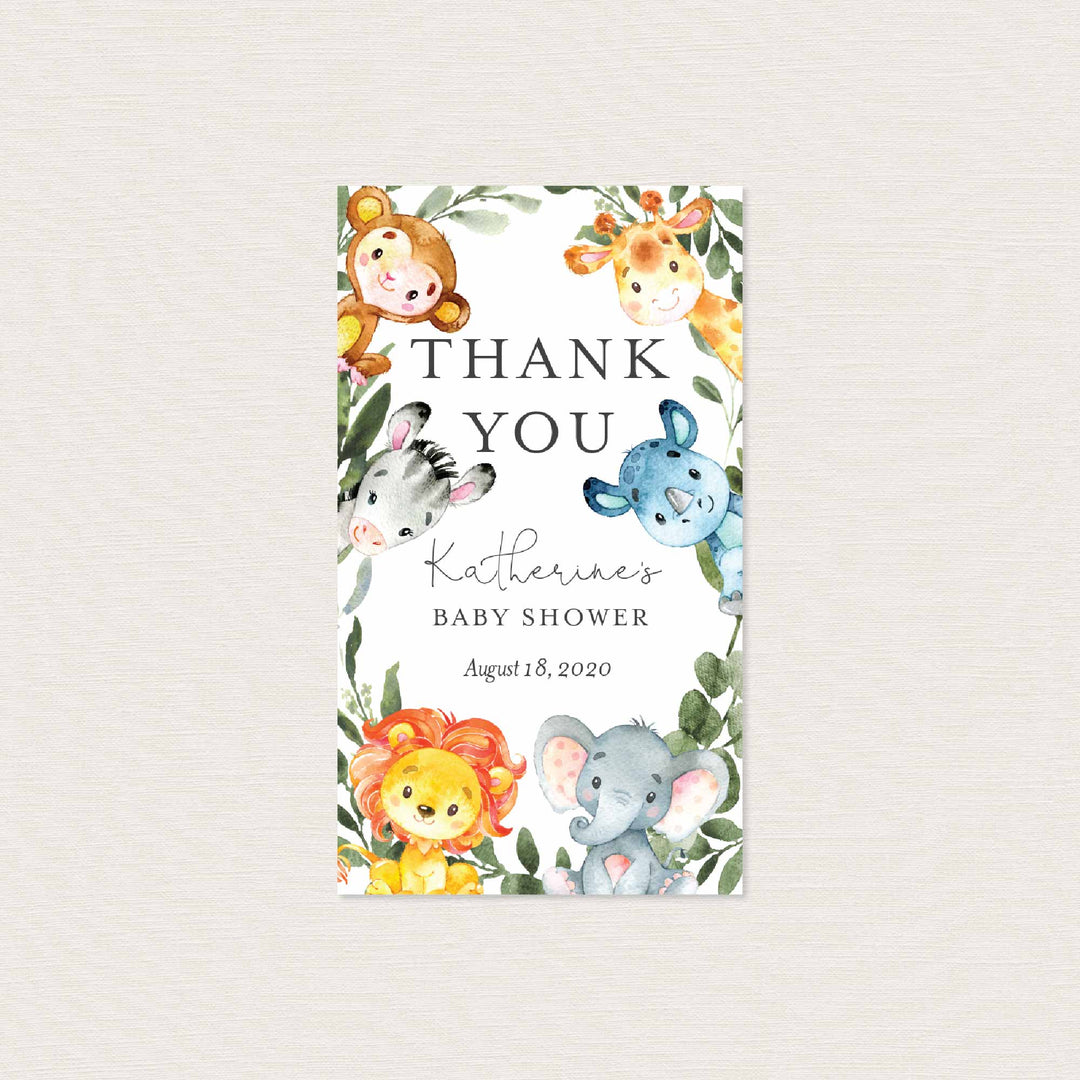 Jungle Animals Baby Shower Favour Tag Printable