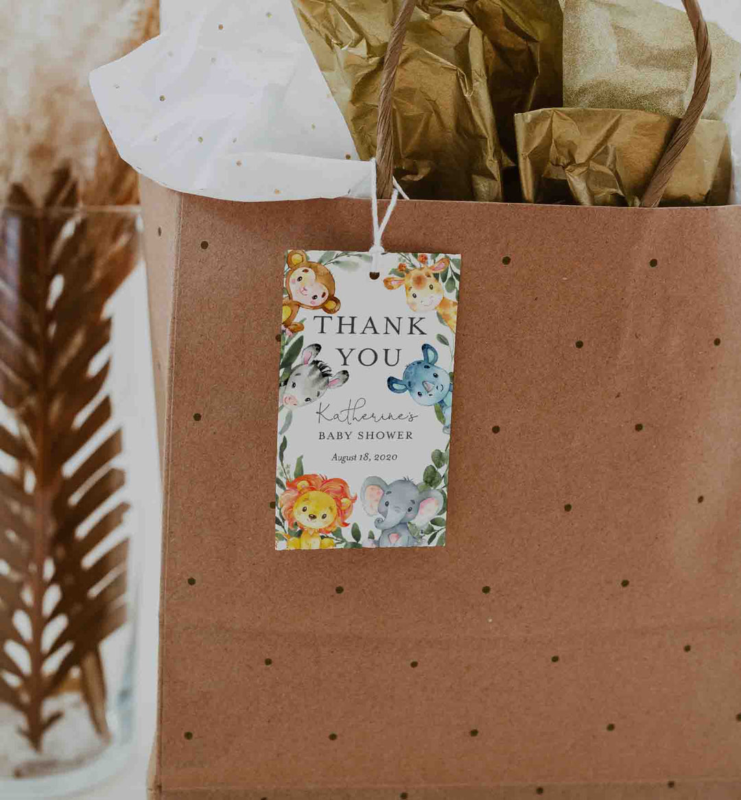 Jungle Animals Baby Shower Favour Tag Printable