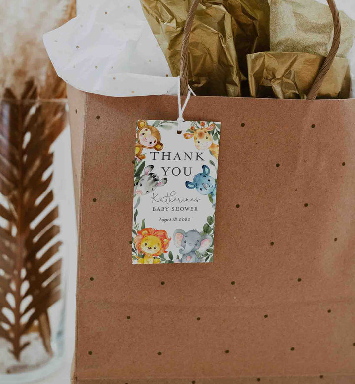 Jungle Animals Baby Shower Favour Tag Printable