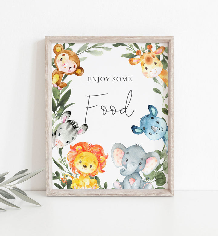 Jungle Animals Baby Shower Food and Drinks Sign Printable