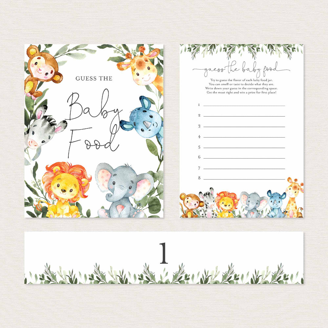 Jungle Animals Baby Shower Guess The Baby Food Game Printable