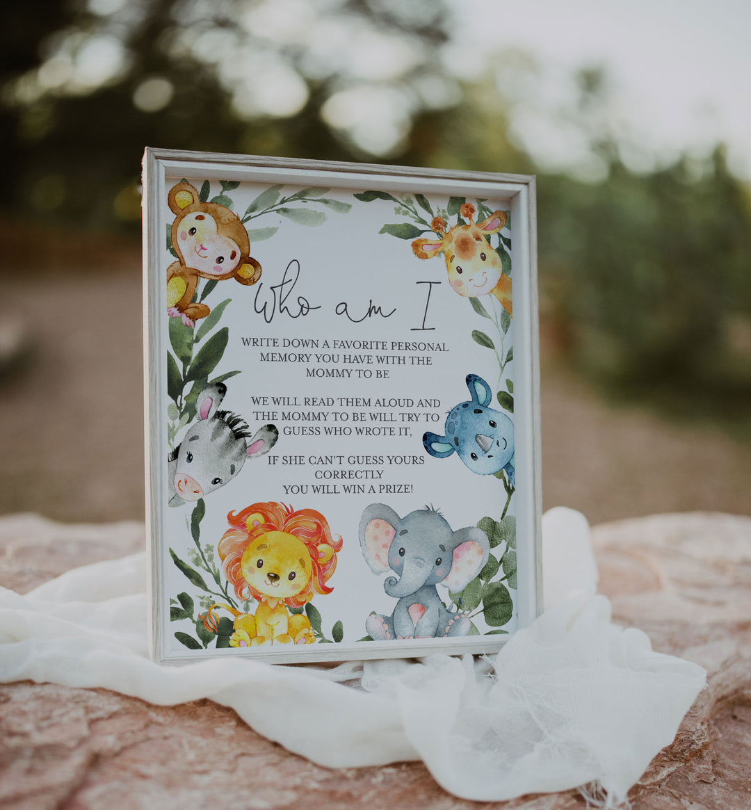 Jungle Animals Baby Shower Who Am I Game Printable