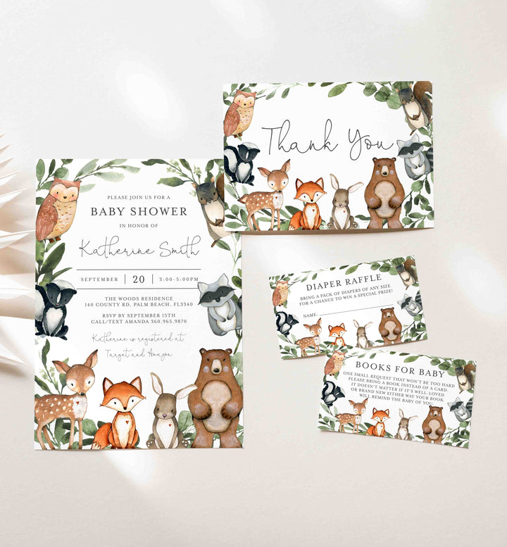 Woodland Animals Baby Shower Suite Printable