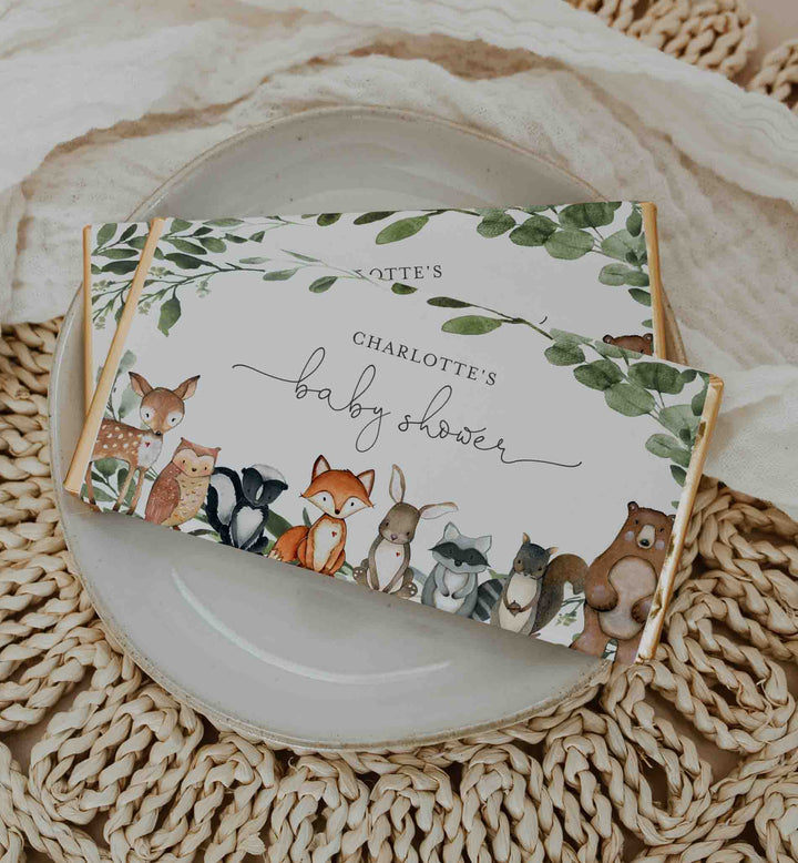 Woodland Animals Baby Shower Chocolate Bar Wrapper Printable