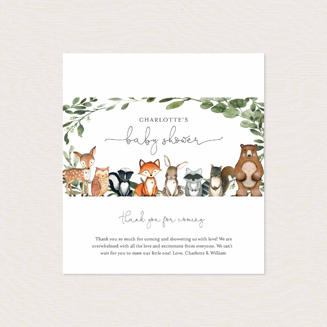 Woodland Animals Baby Shower Chocolate Bar Wrapper Printable