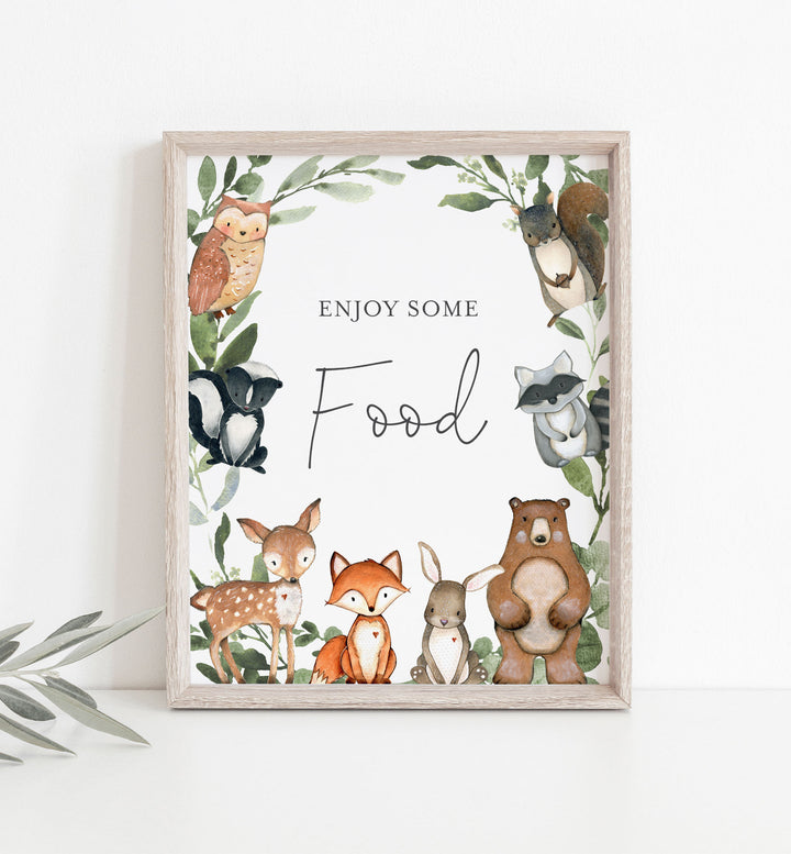 Woodland Animals Baby Shower Food and Drinks Sign Printable