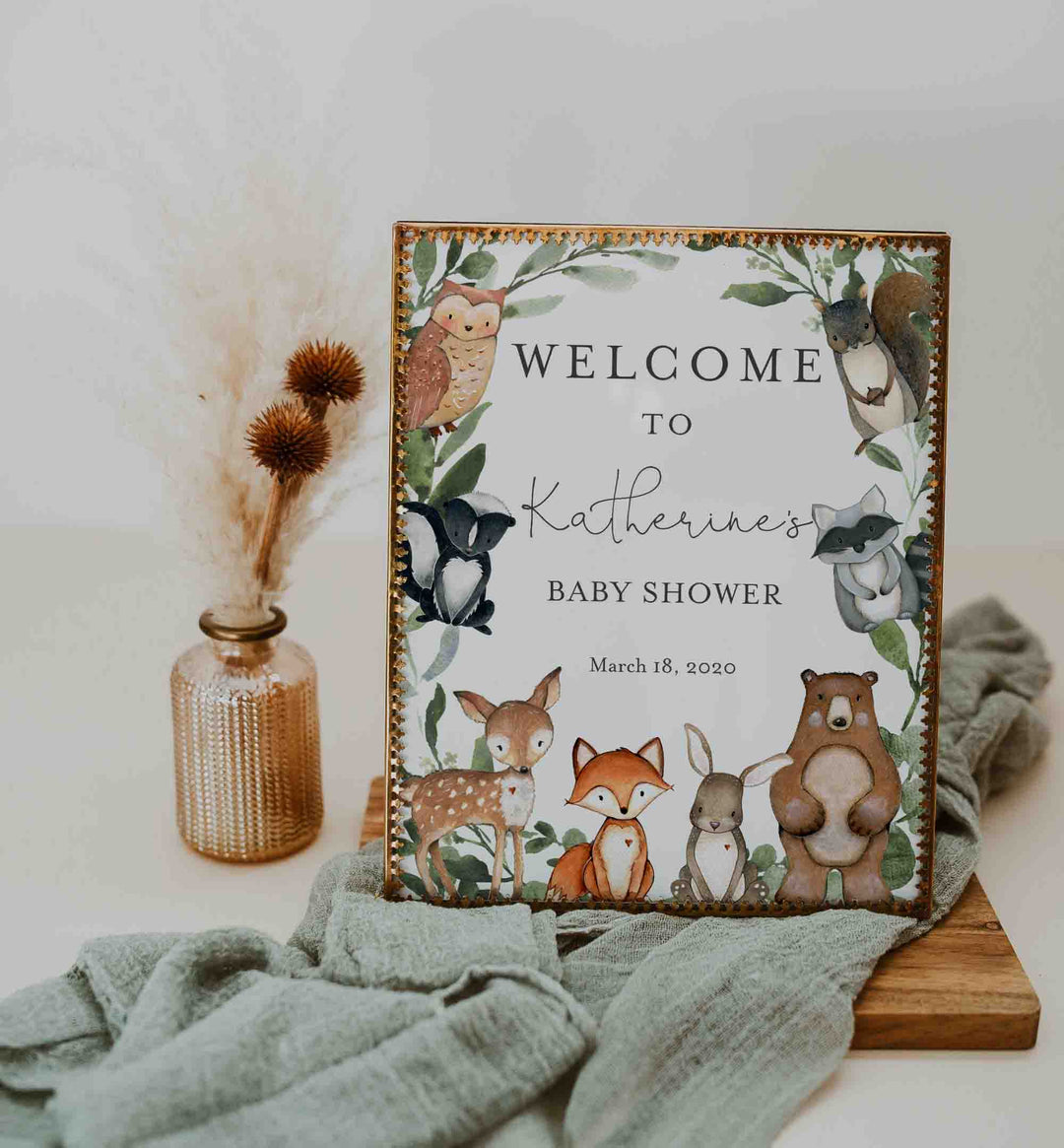 Woodland Animals Baby Shower Welcome Sign Printable