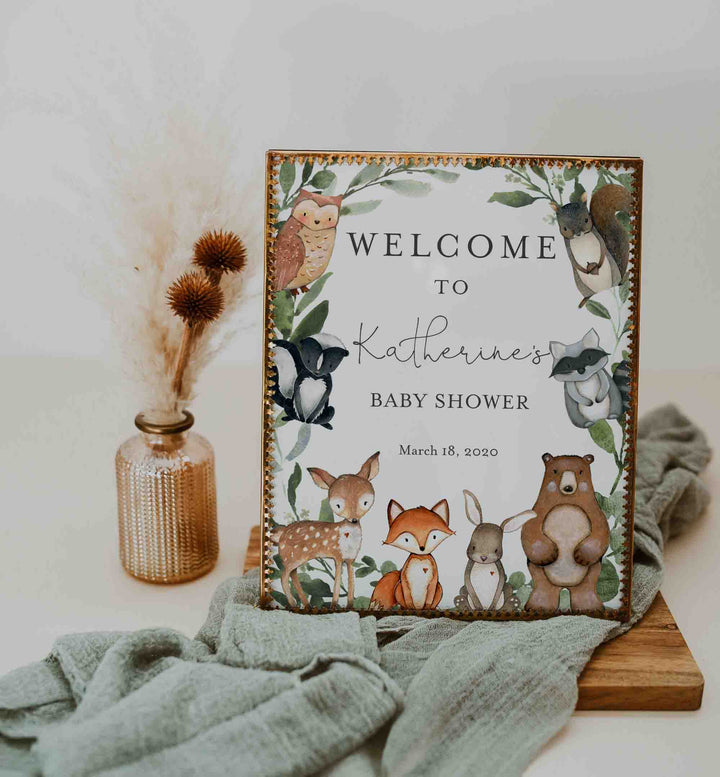 Woodland Animals Baby Shower Welcome Sign Printable