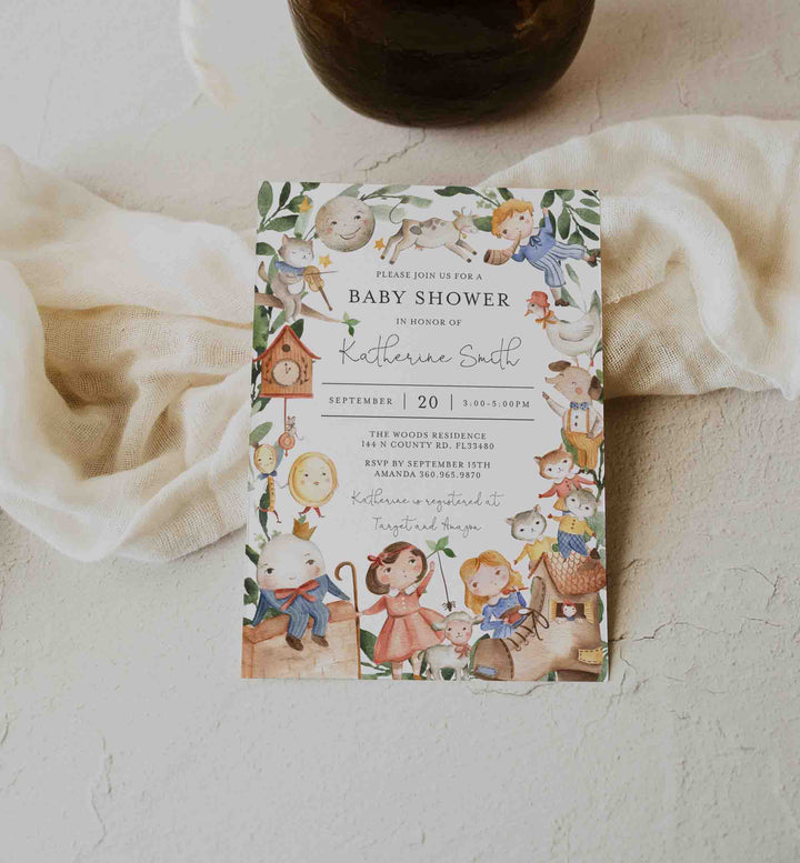 Nursery Rhymes Baby Shower Invitation Printable