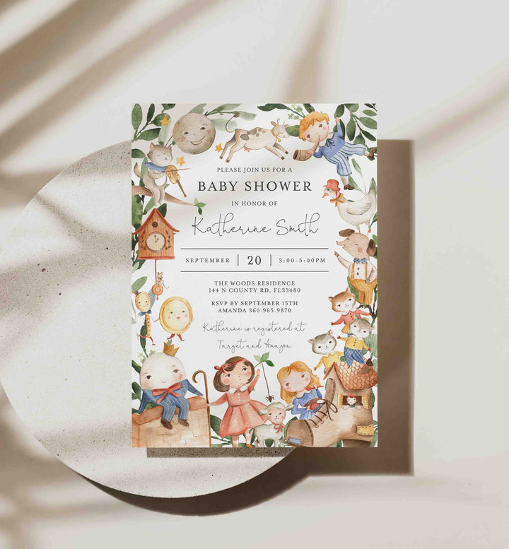 Nursery Rhymes Baby Shower Invitation Printable
