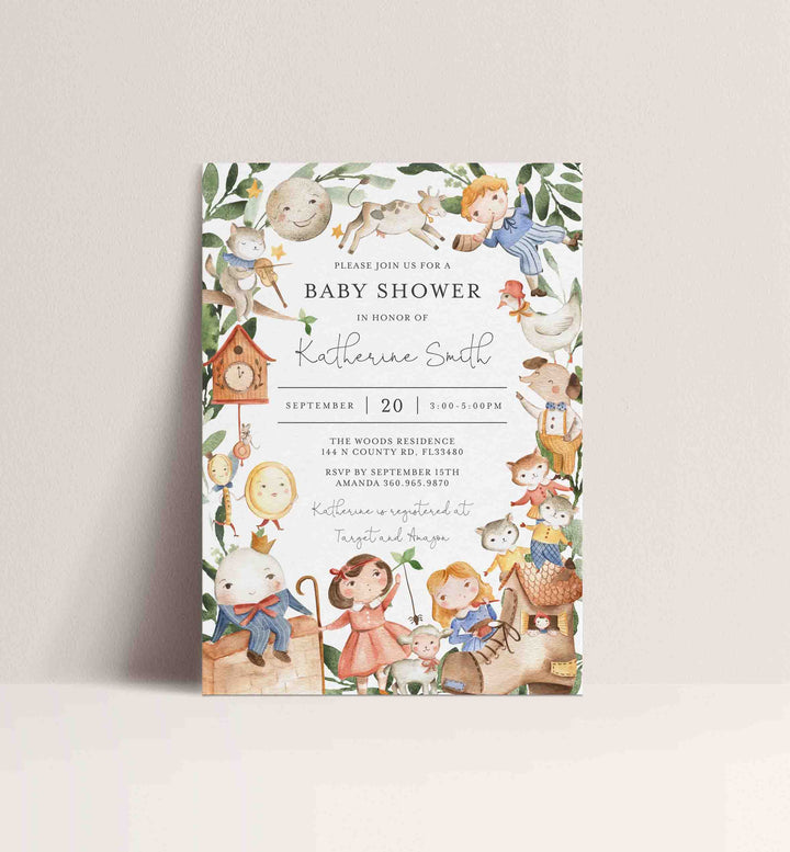 Nursery Rhymes Baby Shower Invitation Printable