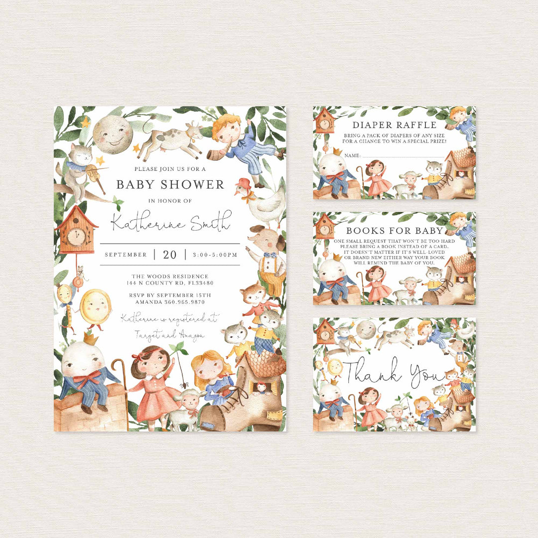 Nursery Rhymes Baby Shower Suite Printable
