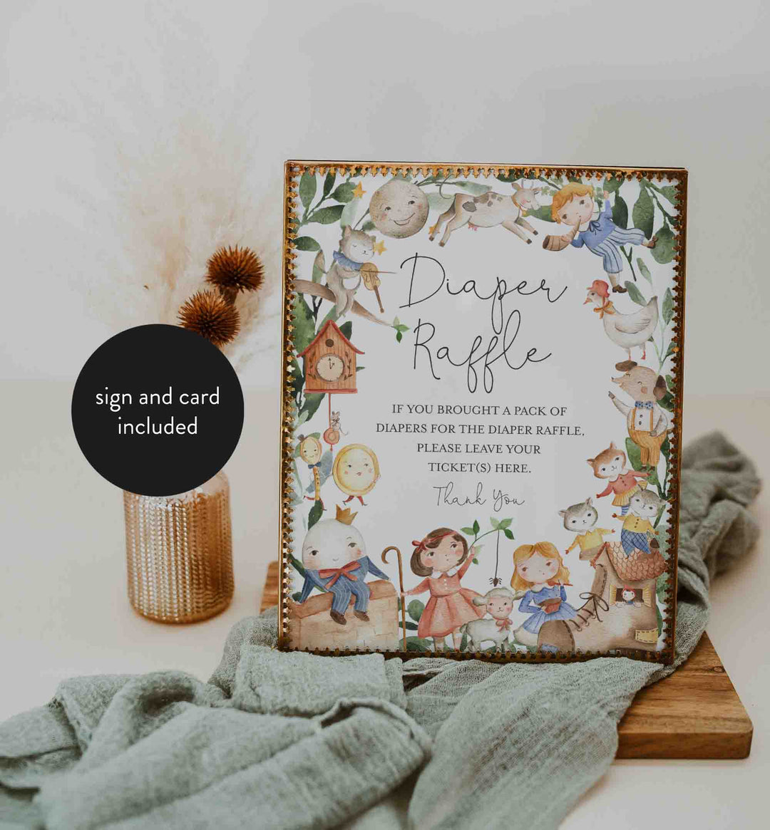 Nursery Rhymes Baby Shower Diaper Raffle Printable