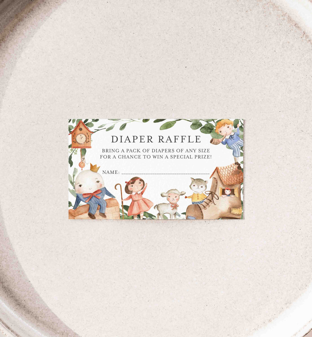 Nursery Rhymes Baby Shower Diaper Raffle Printable
