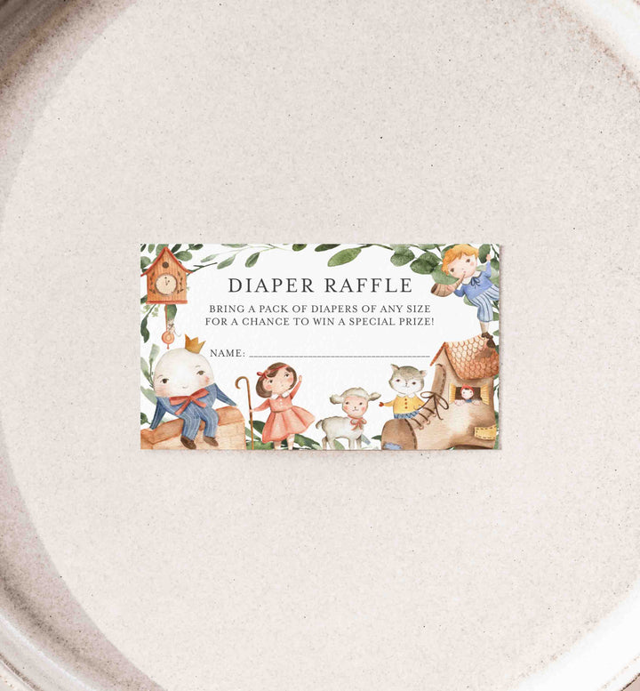 Nursery Rhymes Baby Shower Diaper Raffle Printable