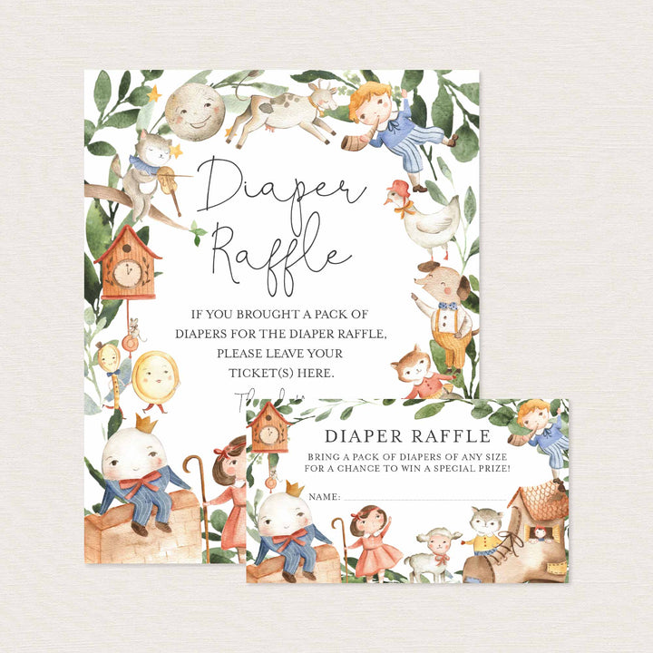 Nursery Rhymes Baby Shower Diaper Raffle Printable