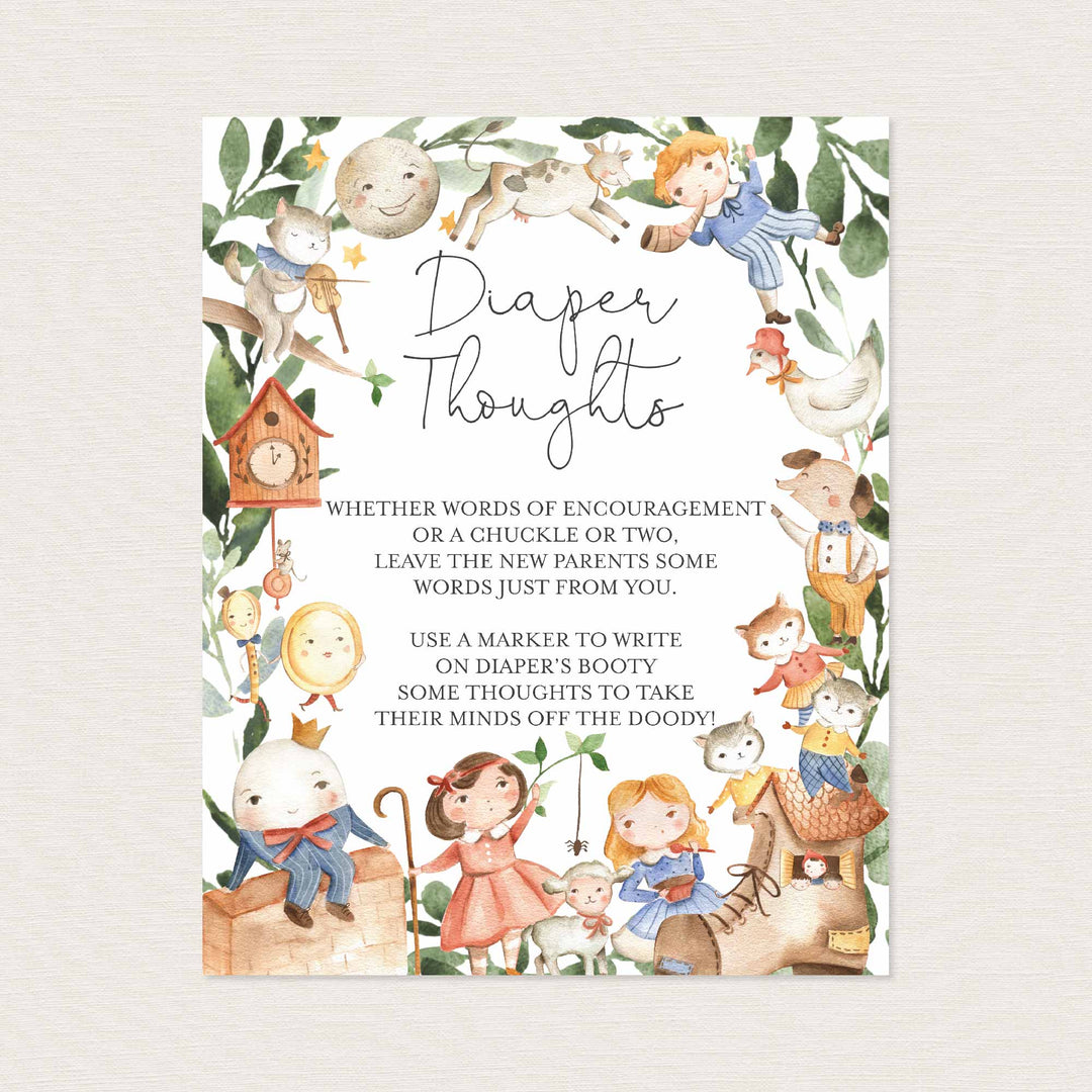 Nursery Rhymes Baby Shower Diaper Thoughts or Late Night Diapers Printable