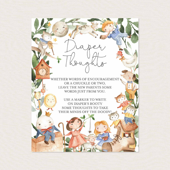 Nursery Rhymes Baby Shower Diaper Thoughts or Late Night Diapers Printable