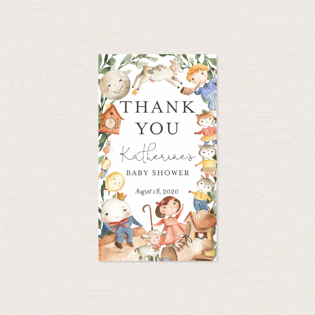 Nursery Rhymes Baby Shower Favour Tag Printable