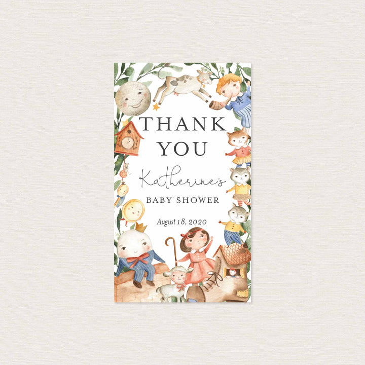 Nursery Rhymes Baby Shower Favour Tag Printable