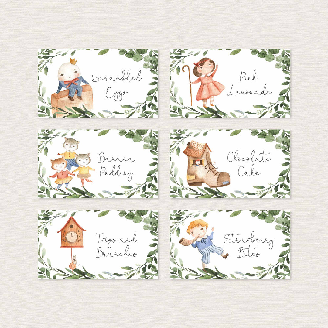 Nursery Rhymes Baby Shower Food Labels Printable