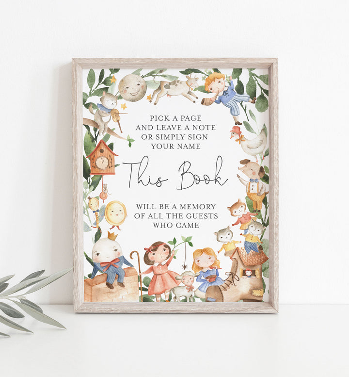 Nursery Rhymes Baby Shower Guestbook Sign Printable