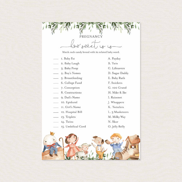 Nursery Rhymes Baby Shower Pregnancy How Sweet It Is Game Printable