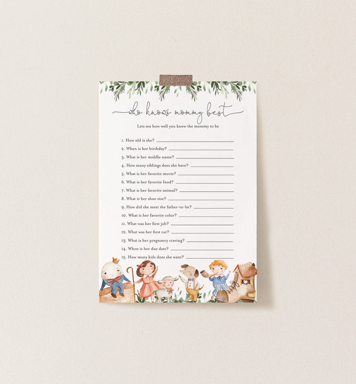 Nursery Rhymes Baby Shower Who Knows Mummy Best Game Printable
