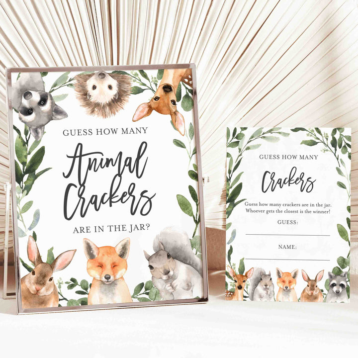Forest Animals Baby Shower Guess How Many Animal Crackers Game Printable