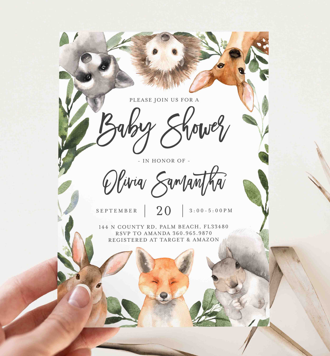 Forest Animals Baby Shower Invitation Printable