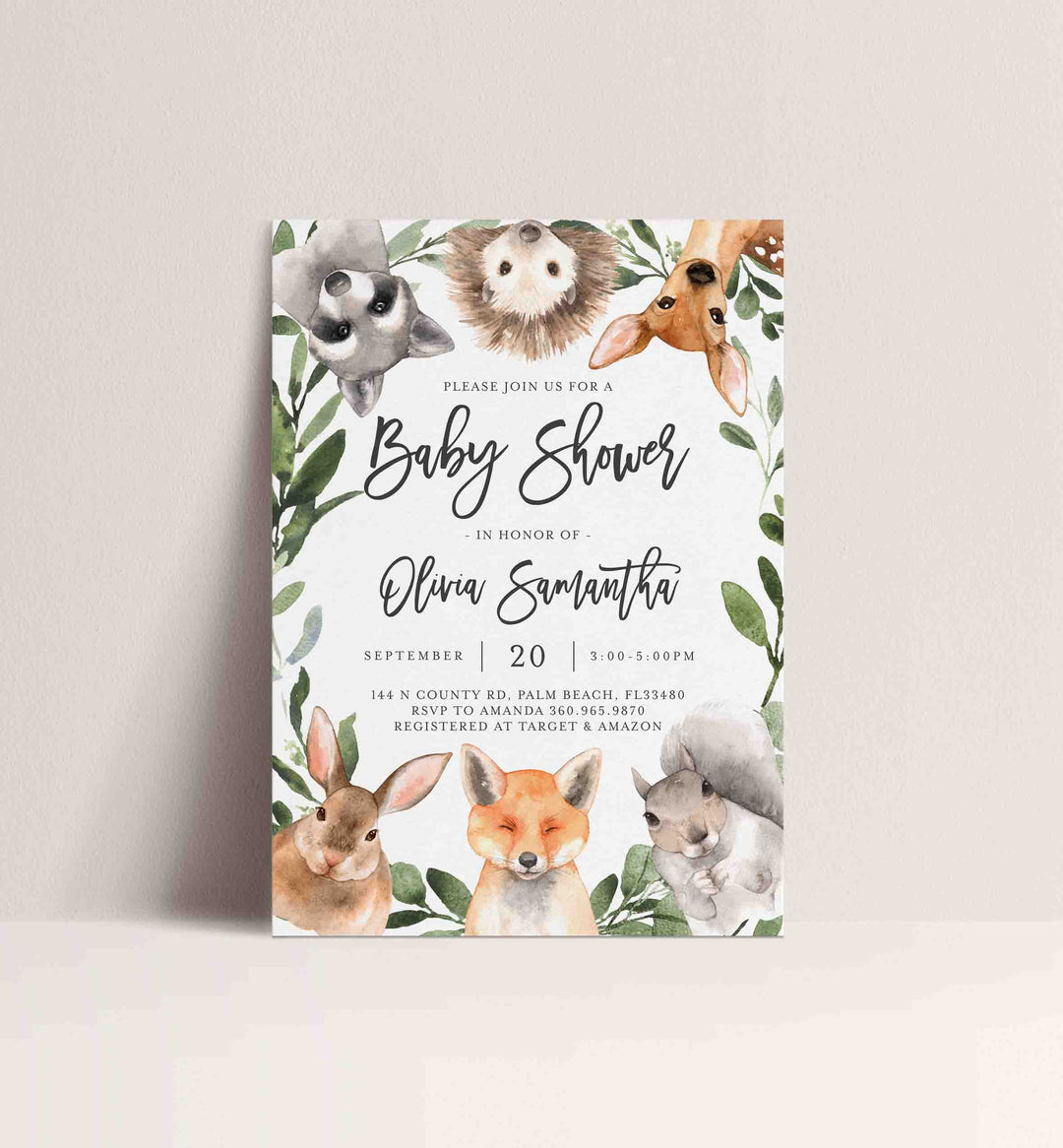 Forest Animals Baby Shower Invitation Printable